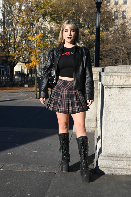 Kendall's Pleated Plaid Mini with Shorts