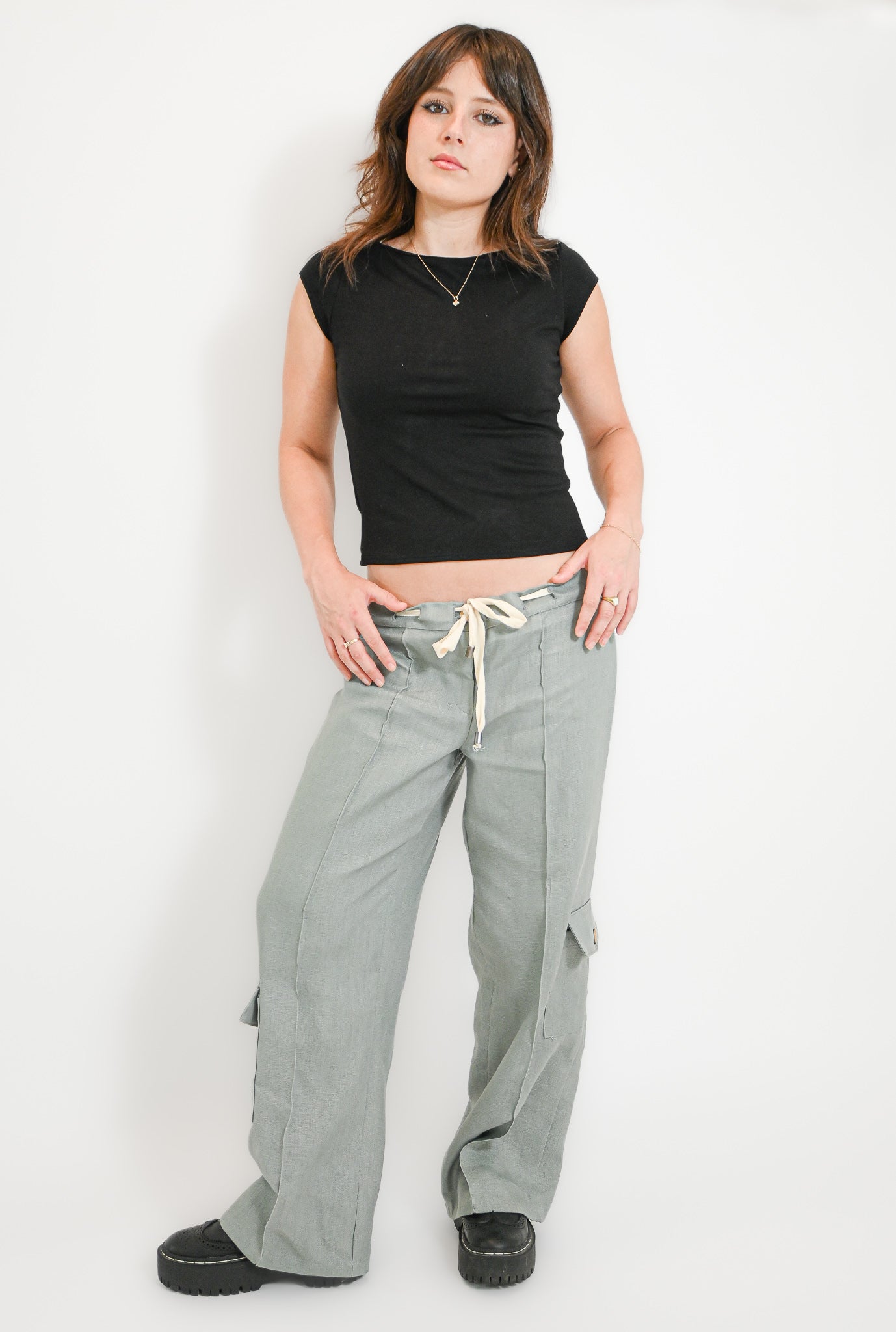 Siena's Slate Linen Cargo Pant